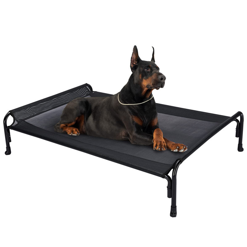 Rosecliff Heights Elevated Dog Bed X Large Black Cooling Outdoor Pet Mat For Large Dogs Up To 150 Lbs Textilene Mesh Breathable Washable Non Slip Feet Wayfair